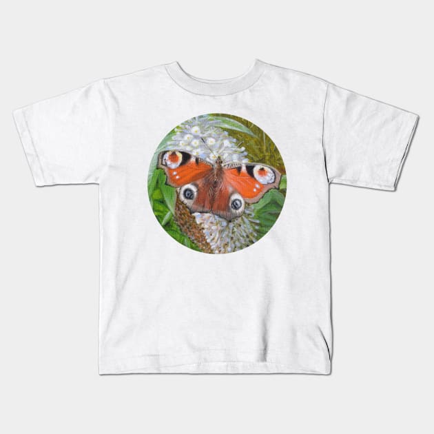 Peacock Butterfly Painting Kids T-Shirt by Sandra Warmerdam